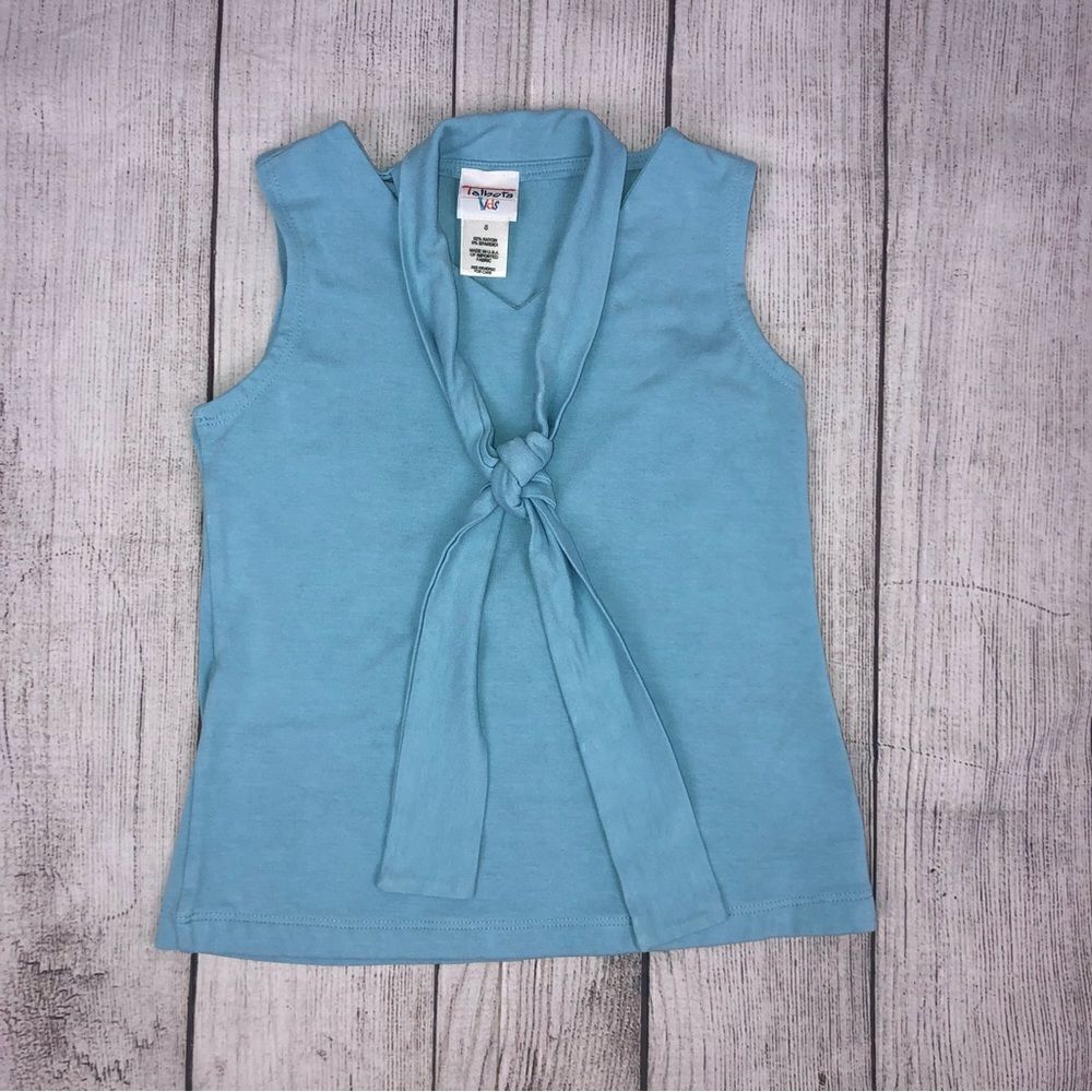 Talbots kids sleeveless shirt w/collar tie light blue sz 8